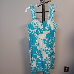 #91 Trina Turk Blue & White Adjustable Strap Dress